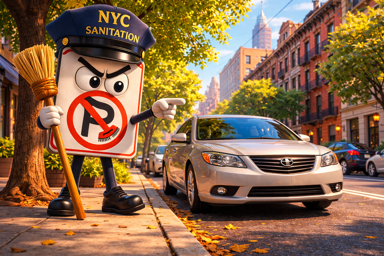 Spotlink image explaining street cleaning parking rules in NYC