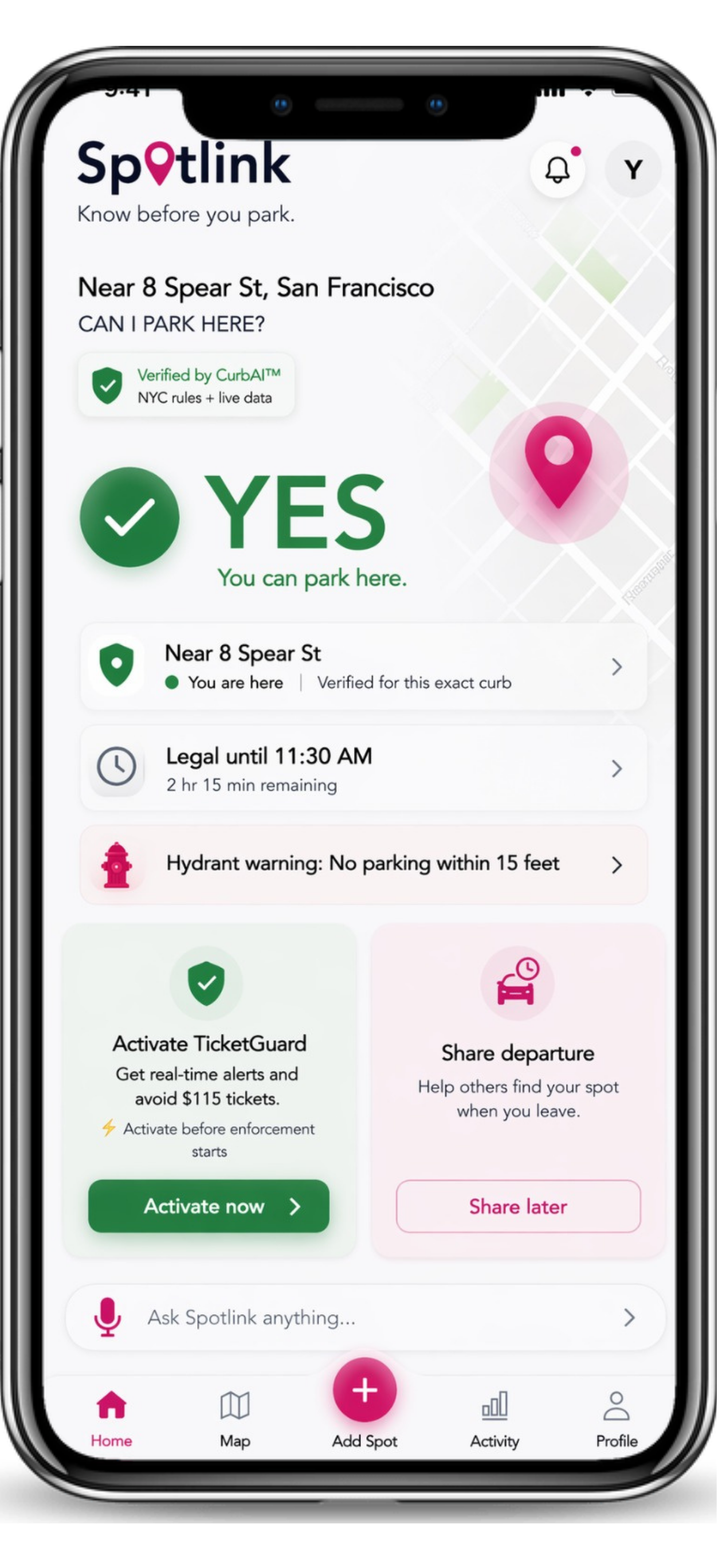 Spotlink Voice Assistant in the app
